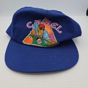 Vintage 1991 Joe Camel Snapback Trucker Hat Cap Pool Billiards Tobacciana